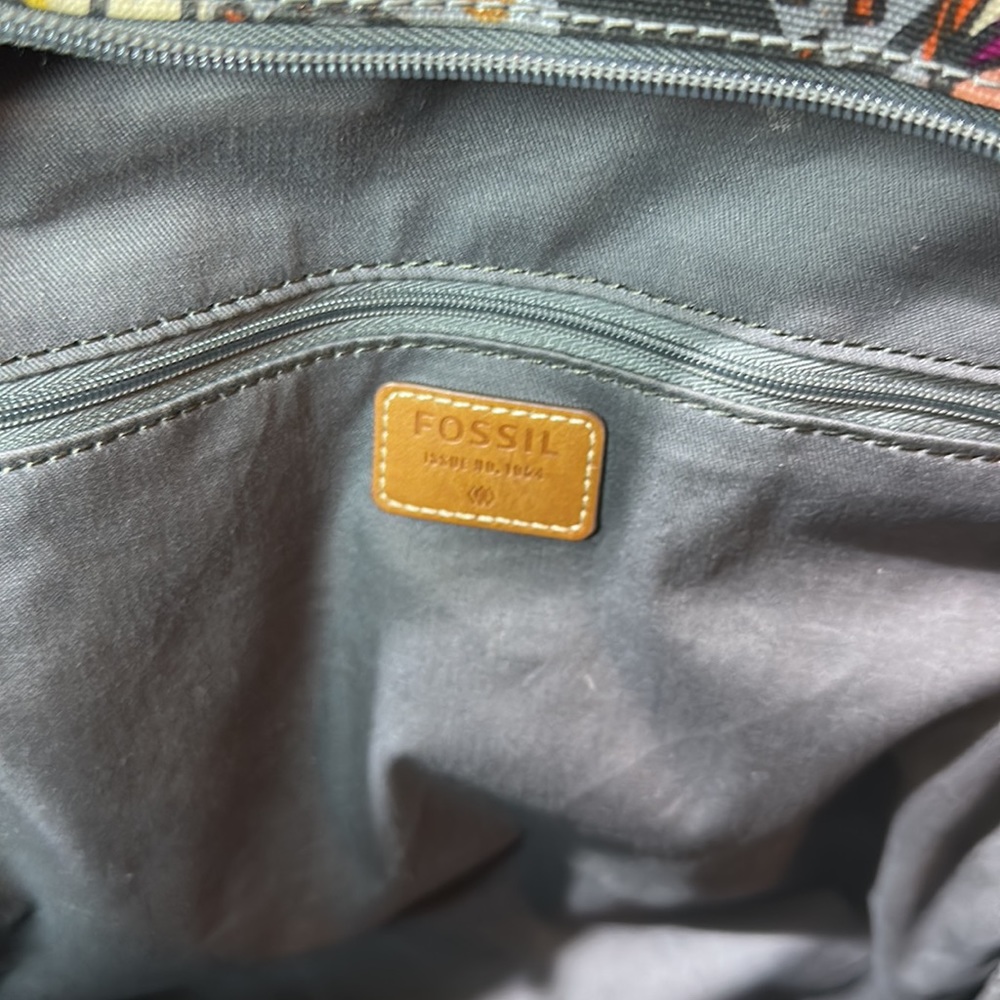 Fossil Multicolor Floral Canvas Backpack with Brown Trim - Picture 7 of 12
